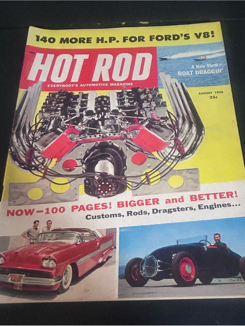 Hot Rod Magazine August 1958 Ford V8 Dragsters Customs Rods Vintage Car Magazine